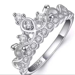 Ladies Princess Crown 925 Silver Ring